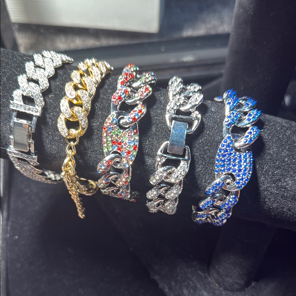 Gold and Silver Chain Bracelets with Colorful Accents
